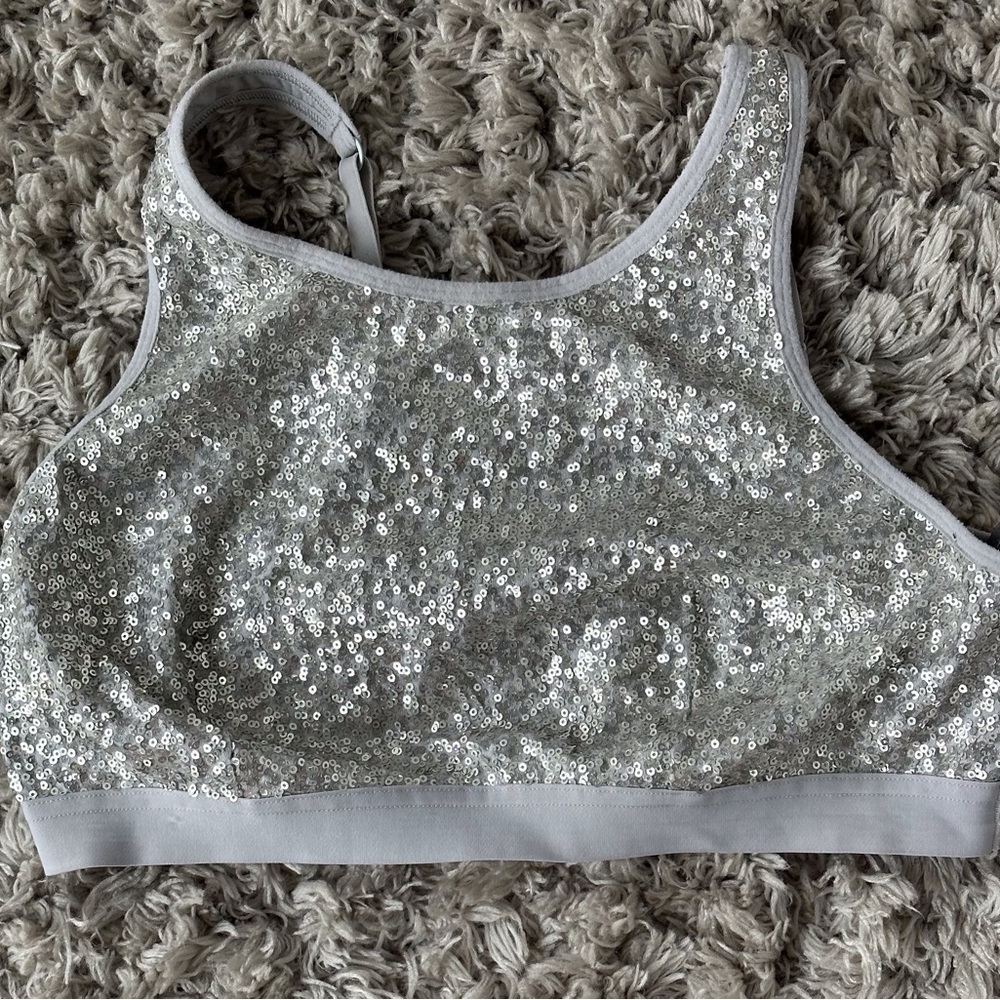 Aerie silver sequin bralette.